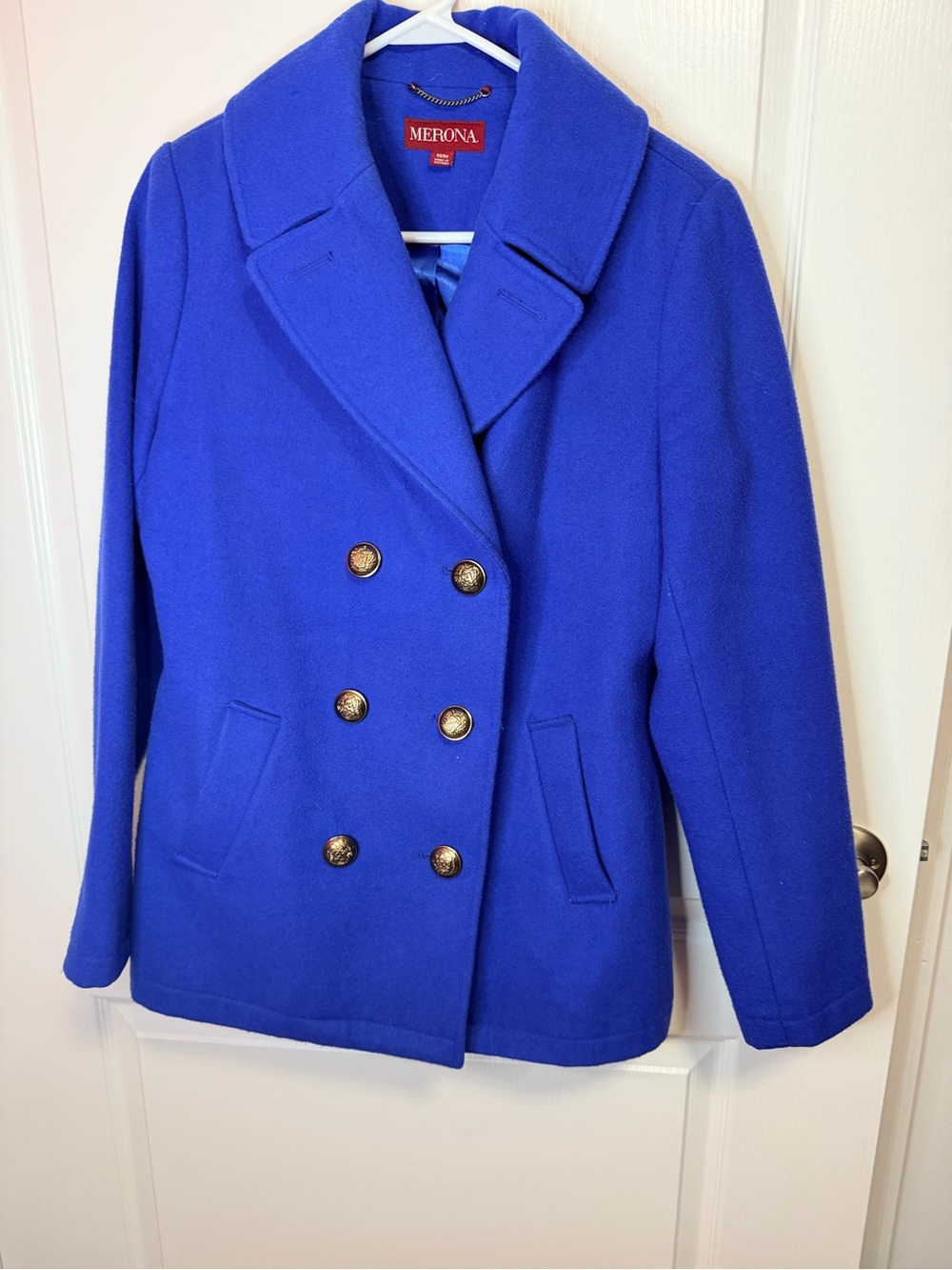Merona Women's Cobalt Blue Double-Breasted Peacoat